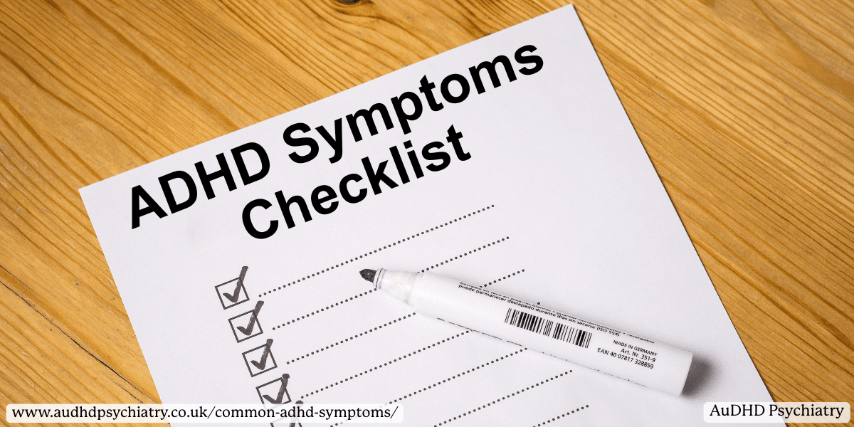 Checklist Graphic highlighting ADHD Symptoms