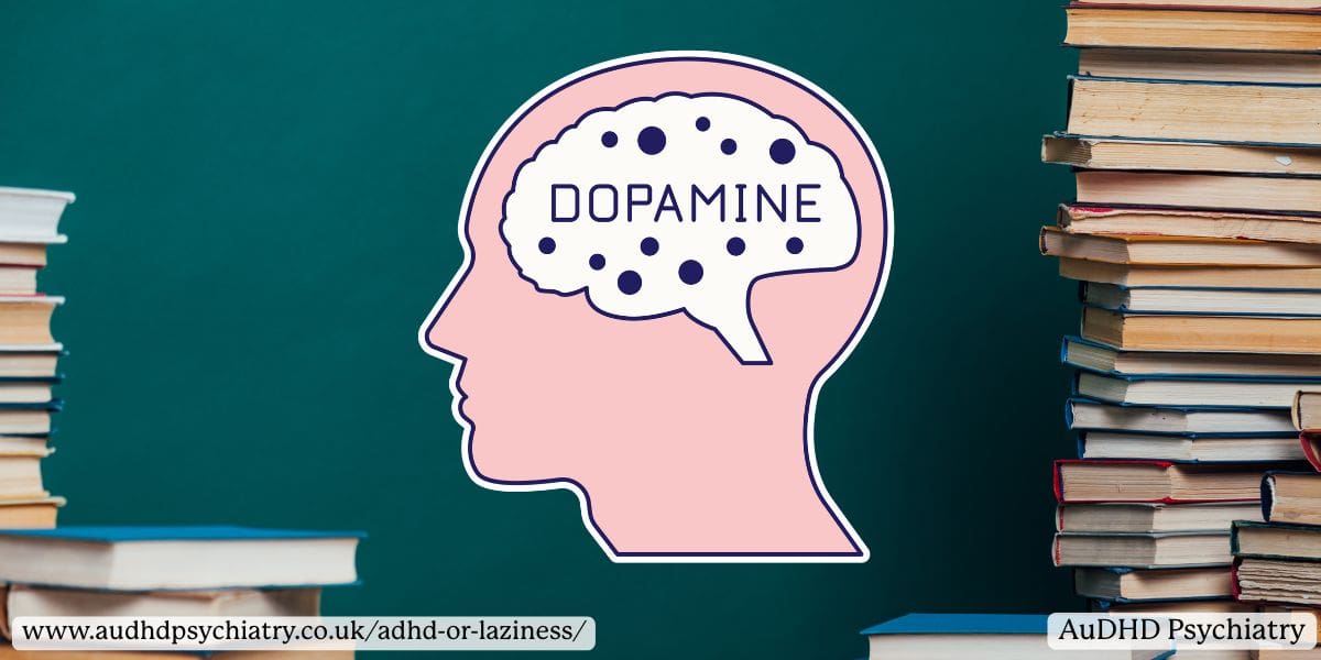 illustration of neurotransmitter dopamine to represent the brain chemistry reasons for ADHD laziness misconception