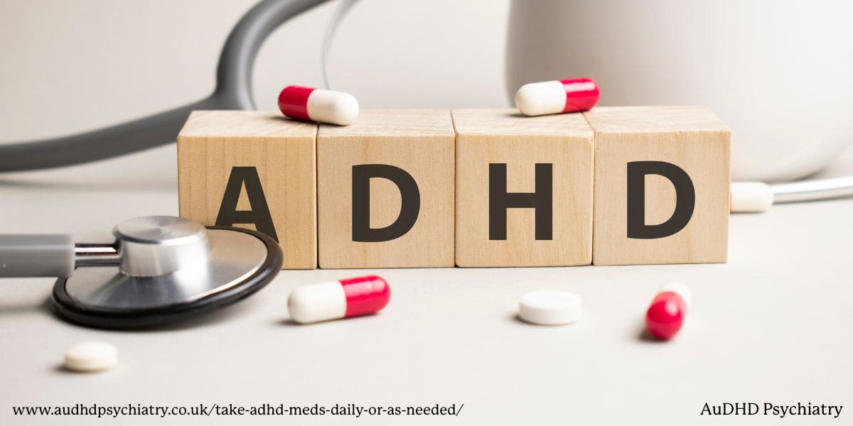 Wooden ADHD blocks with stethoscope and pills, representing ADHD medication and treatment options v2