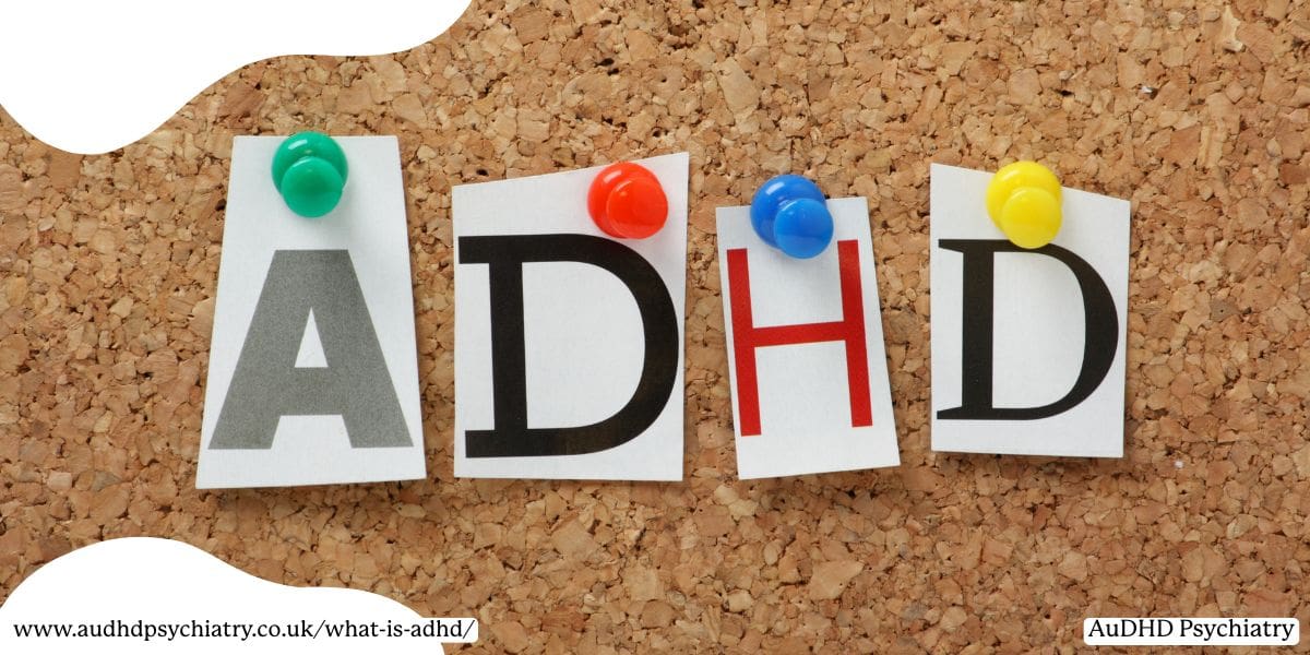 ADHD letters pinned to board