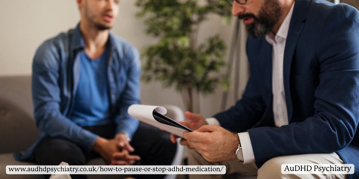 Patient consulting with female doctor on how to safely taper off ADHD medication