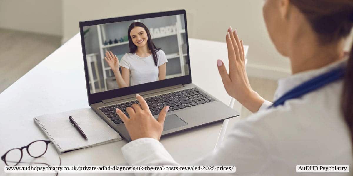 Clinician talking to a patient on an online ADHD assessment via video call