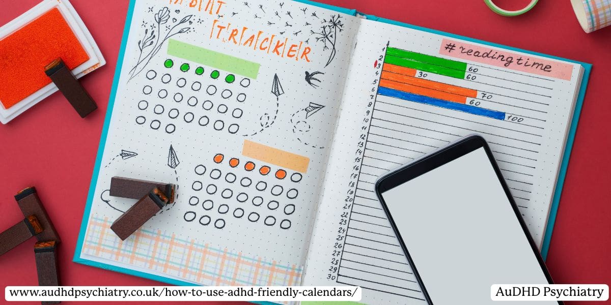 Bullet journal ADHD planner with habit tracker and reading goals