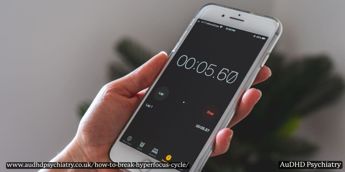 Phone timer showing countdown, representing ADHD-friendly tools to manage hyperfocus.