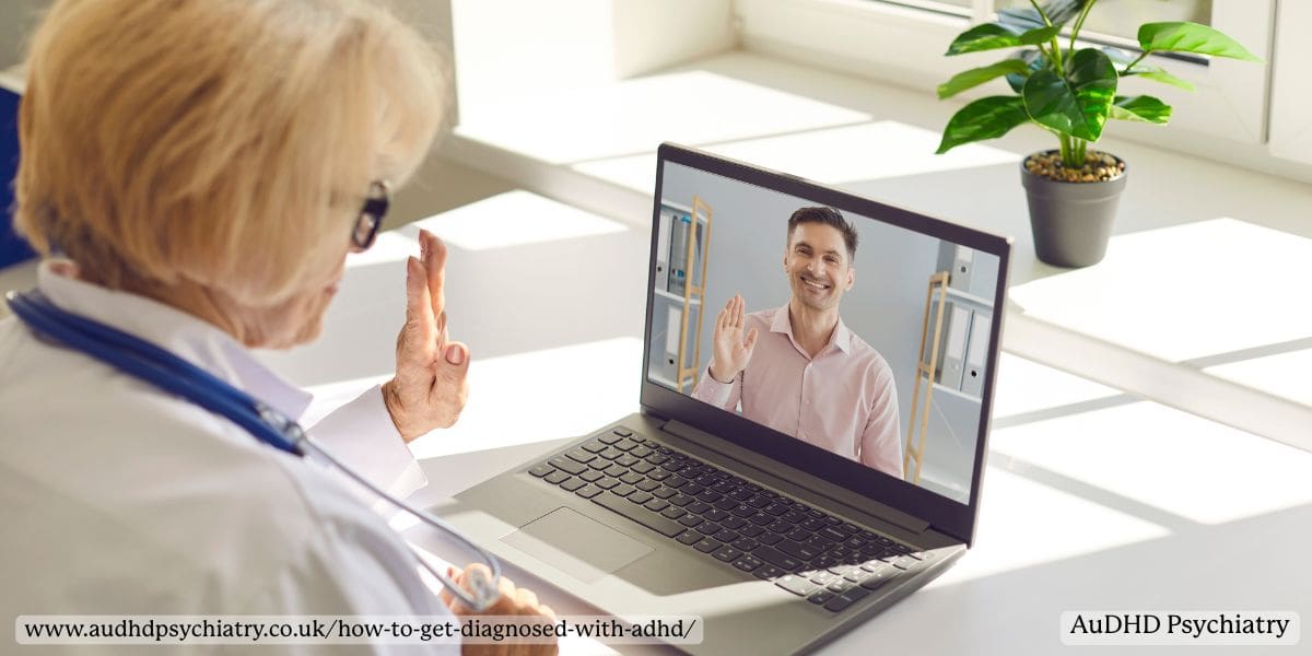 Remote ADHD consultation via video call with male patient – private ADHD diagnosis option 
