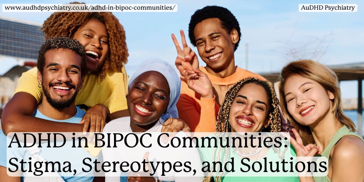 Group of diverse young adults smiling together outdoors, representing ADHD awareness in BIPOC communities