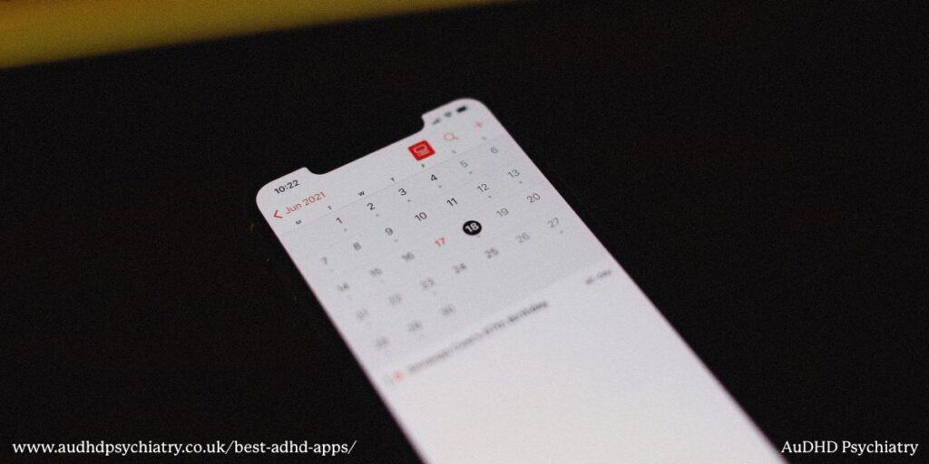 Calendar app on phone - best ADHD app for punctuality