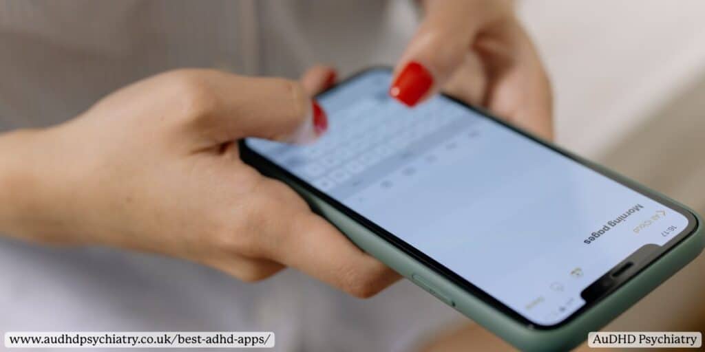 Close-up of phone screen with note-taking app – best ADHD apps