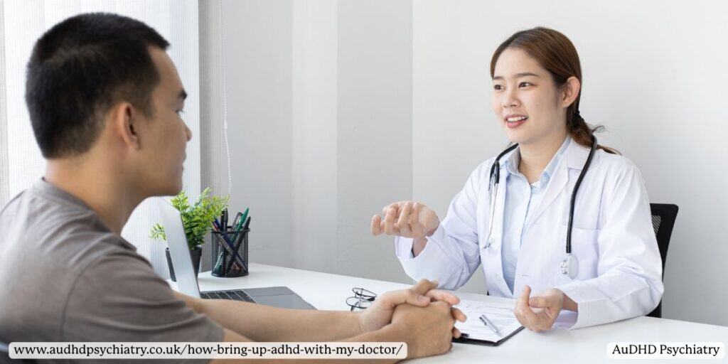 Patient learning how to bring up ADHD with their doctor and share symptoms clearly