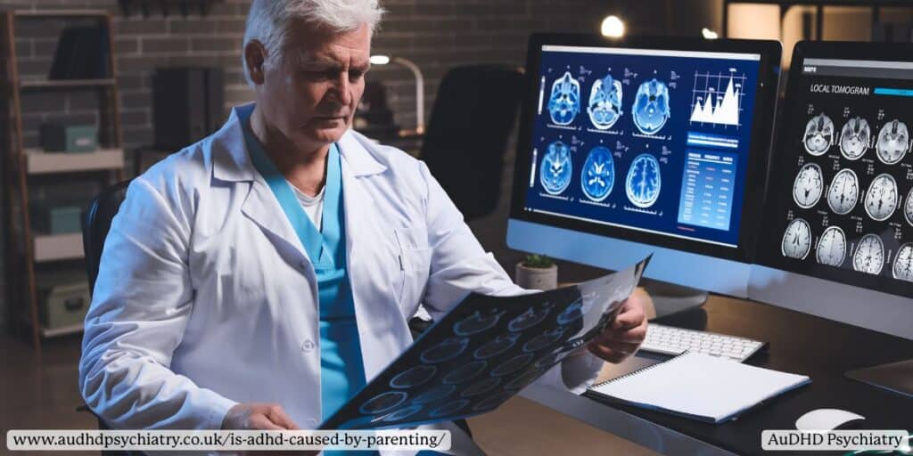 Neurologist reviewing brain images