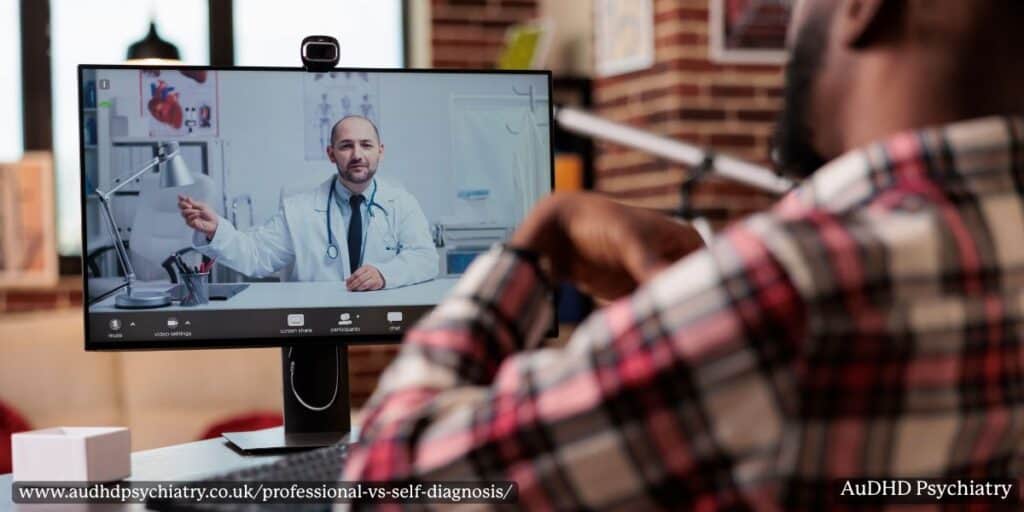 Online consultation with doctor showing professional ADHD diagnosis process