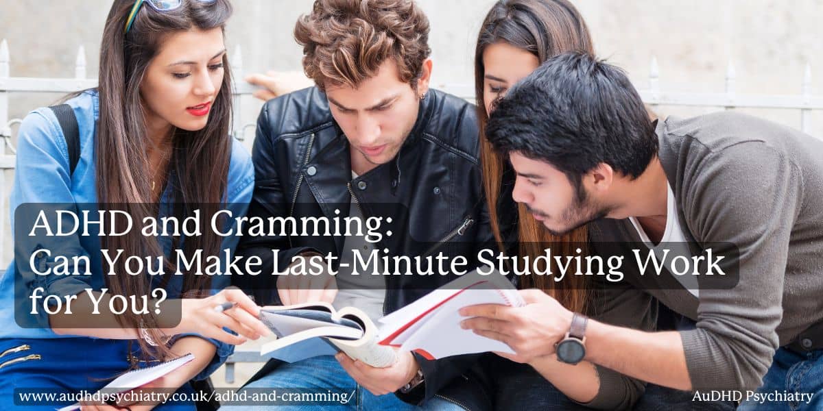 Group of students studying together outdoors – ADHD and cramming blog cover