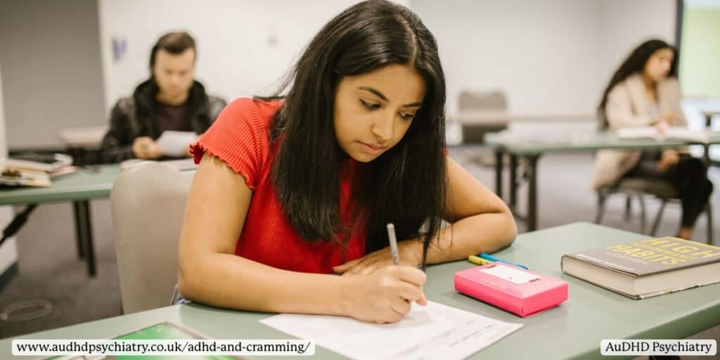 College student stressed during exam time caused by ADHD and cramming