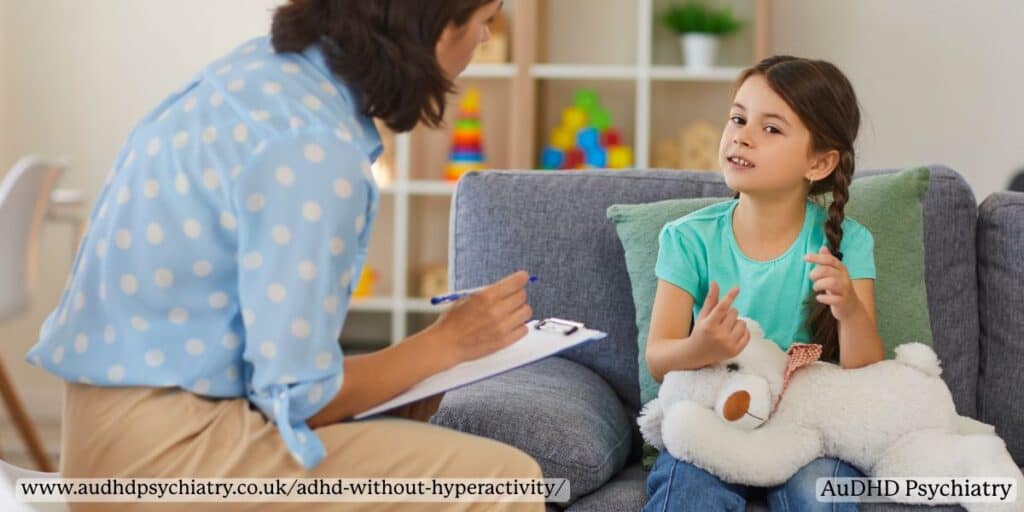 Child talking to clinician – diagnosing ADHD without hyperactivity in children