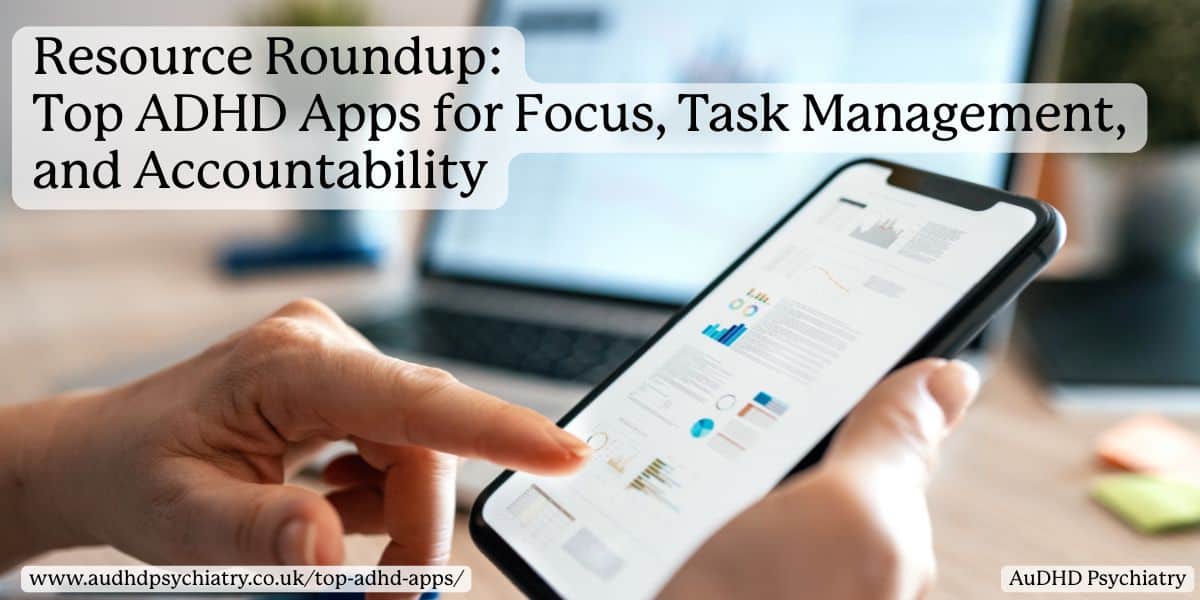 Person using a phone with charts – top ADHD apps for focus, task management, and accountability