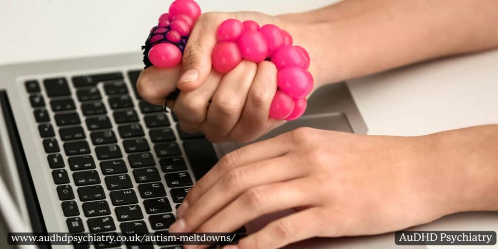 Person using sensory stress relief tool to help manage autism meltdowns